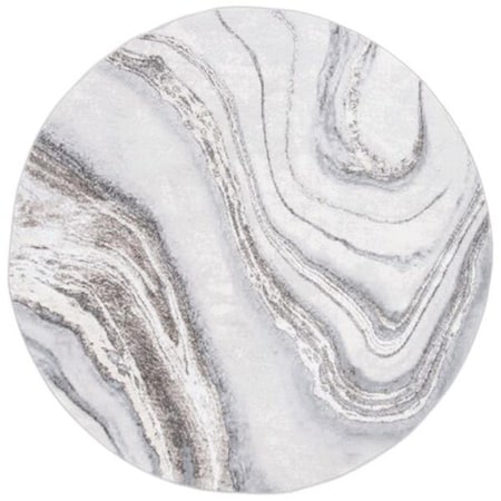 Safavieh 3 x 3 ft. Orchard Contemporary Round Power Loomed Rug; Grey & Ivory ORC637H-3R